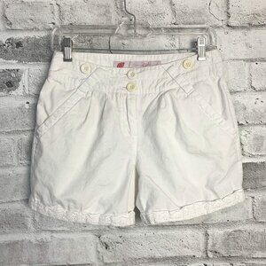 Dickies Vintage Pleated Mid Rise White Eyelet Trim Shorts